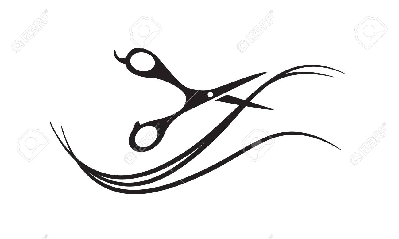 vector illustration of black silhouette scissors template for