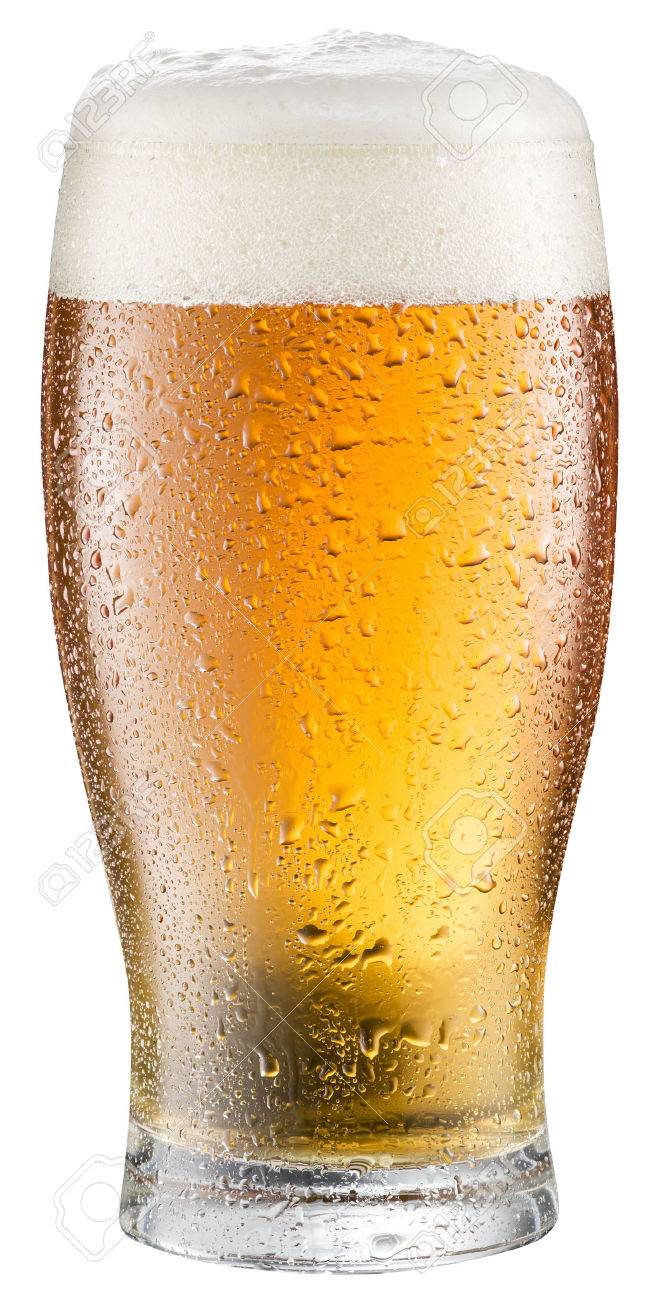 Glass of cold beer on a white background. - 54521936 Glass of cold beer on a white background. - 54521936