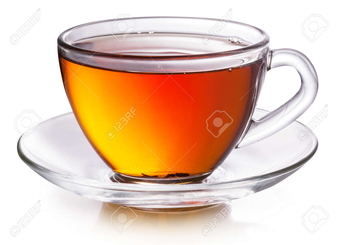 Glass cup with black tea isolated on a white background. - 147069177 Glass cup with black tea isolated on a white background. - 147069177