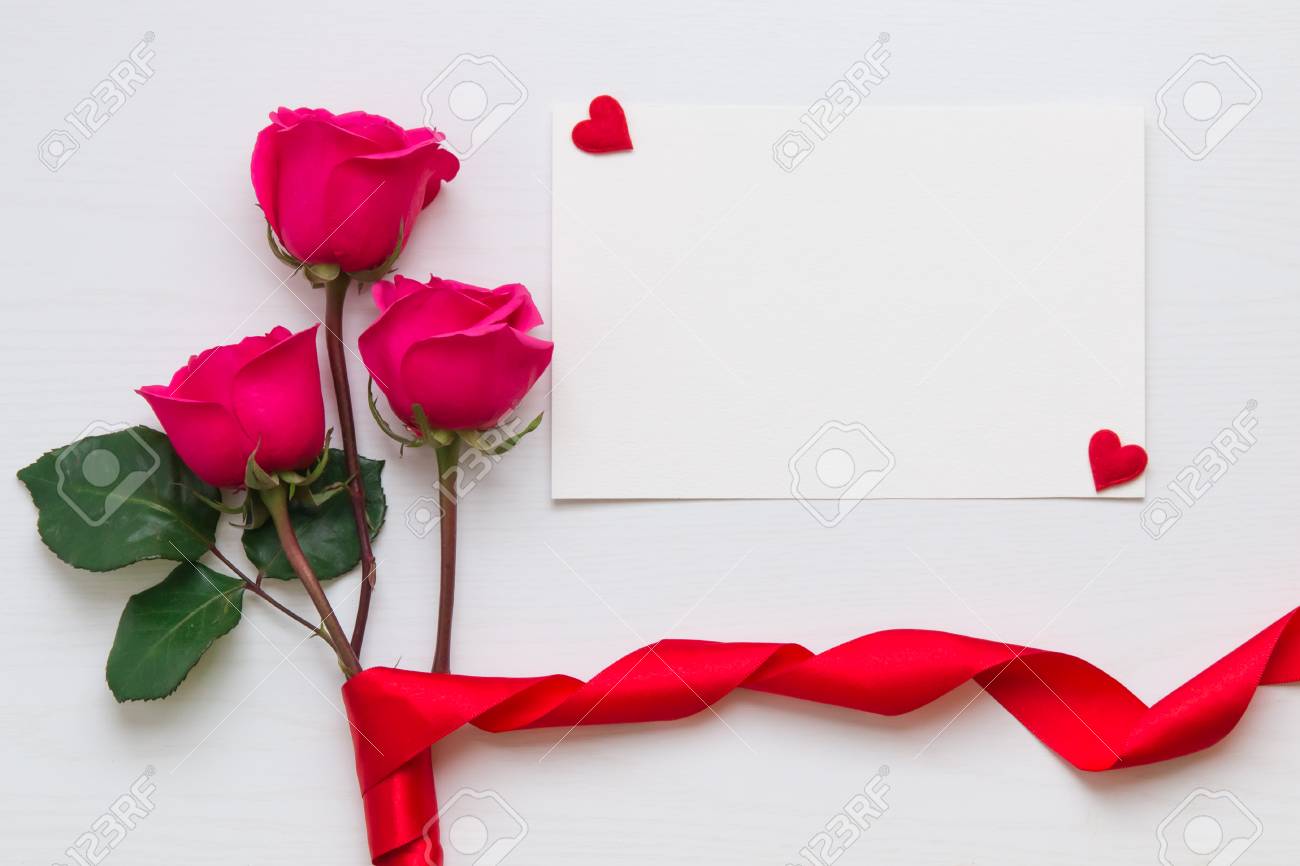 flower composition with rose bouquet and hearts with copy space