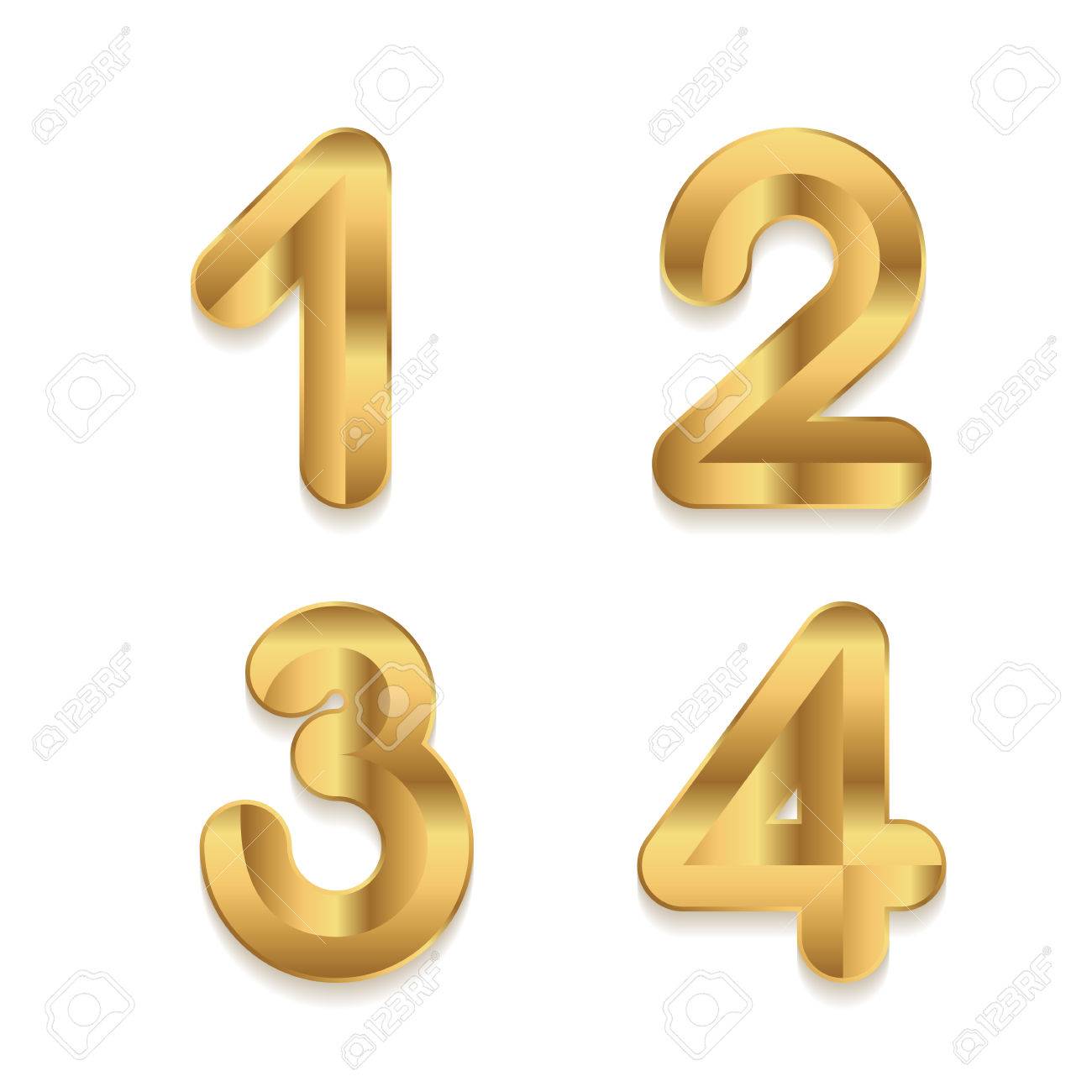 Alfabeto De Oro Conjunto De Numeros Metalicos 3d Digitos Del Vector 1 2 3 4 Ilustraciones Vectoriales Clip Art Vectorizado Libre De Derechos Image