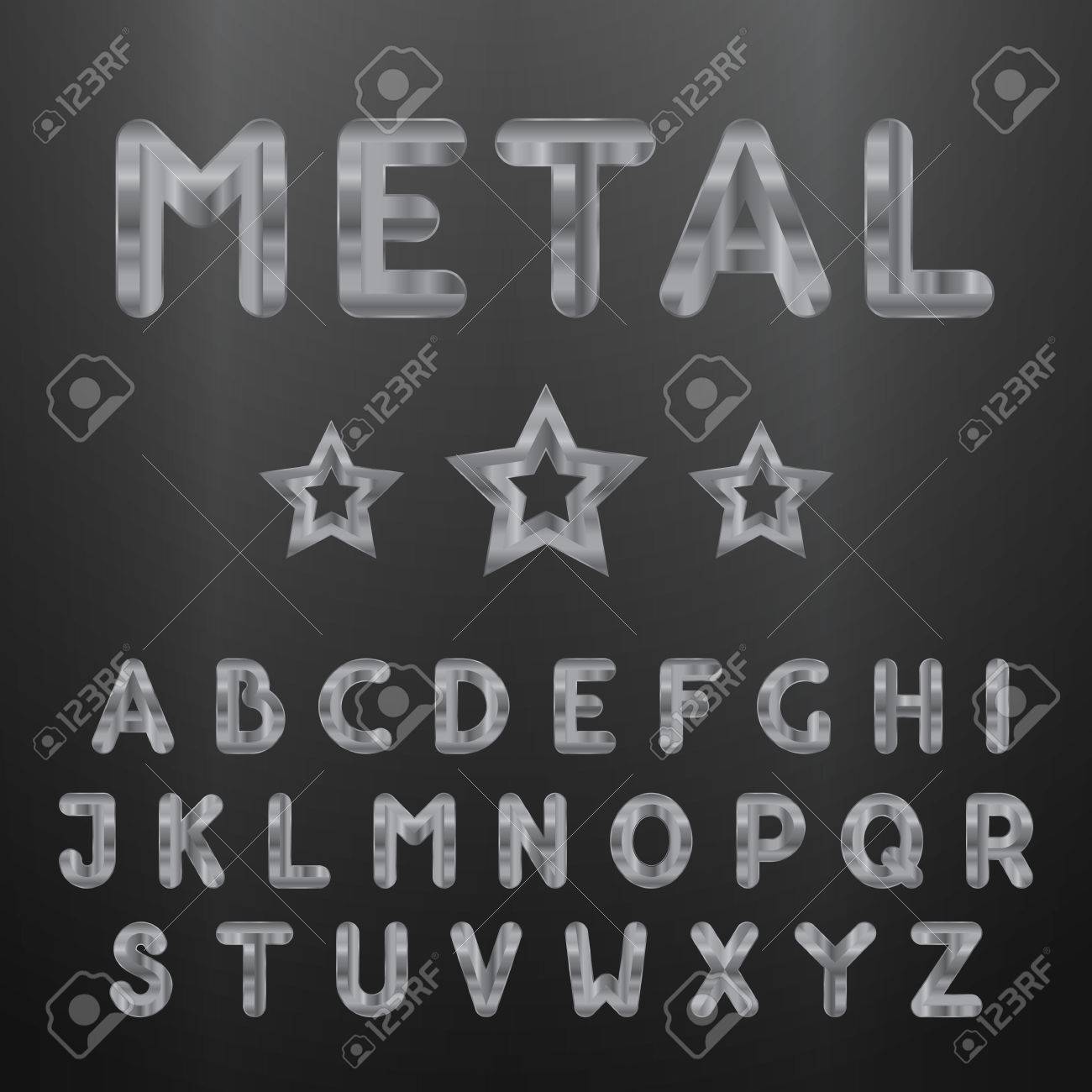 metallic alphabet set of stainless 3d letters vector letters
