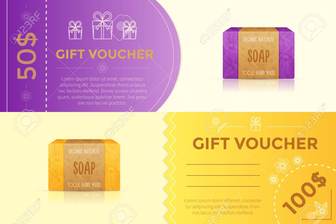 手作り石けんのギフト券テンプレートを格納します のイラスト素材 ベクタ Image