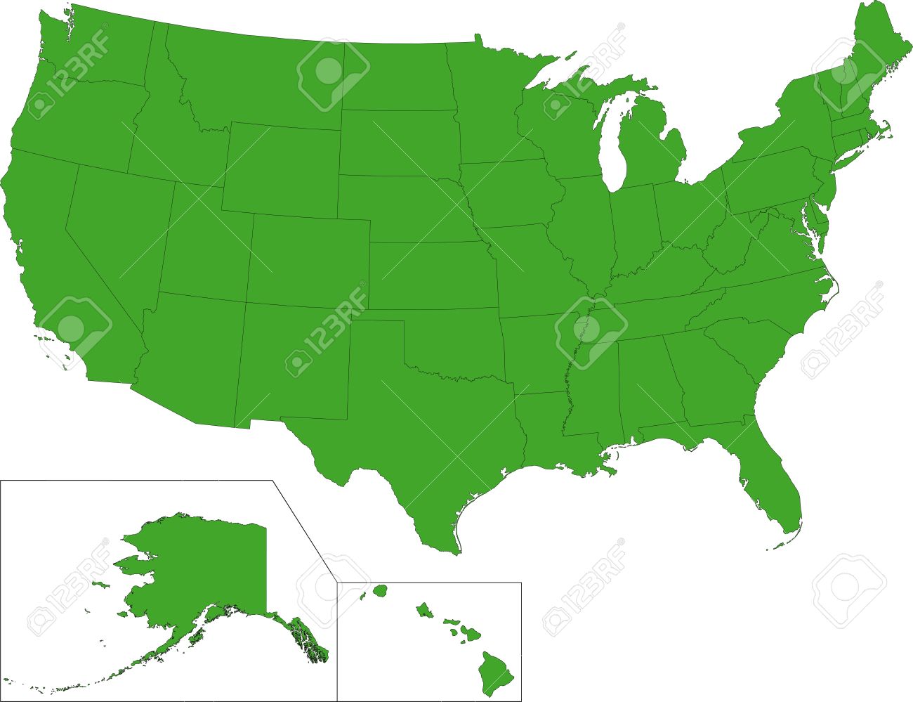 州とグリーン アメリカ地図 のイラスト素材 ベクタ Image