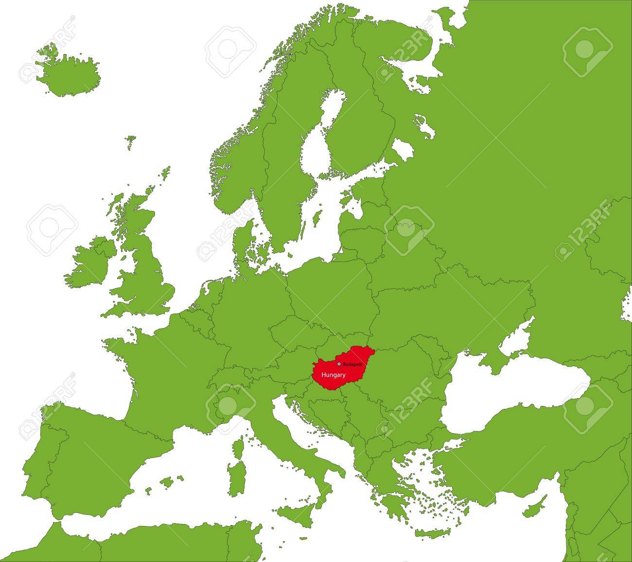 ヨーロッパ大陸でハンガリーの場所 のイラスト素材 ベクタ Image