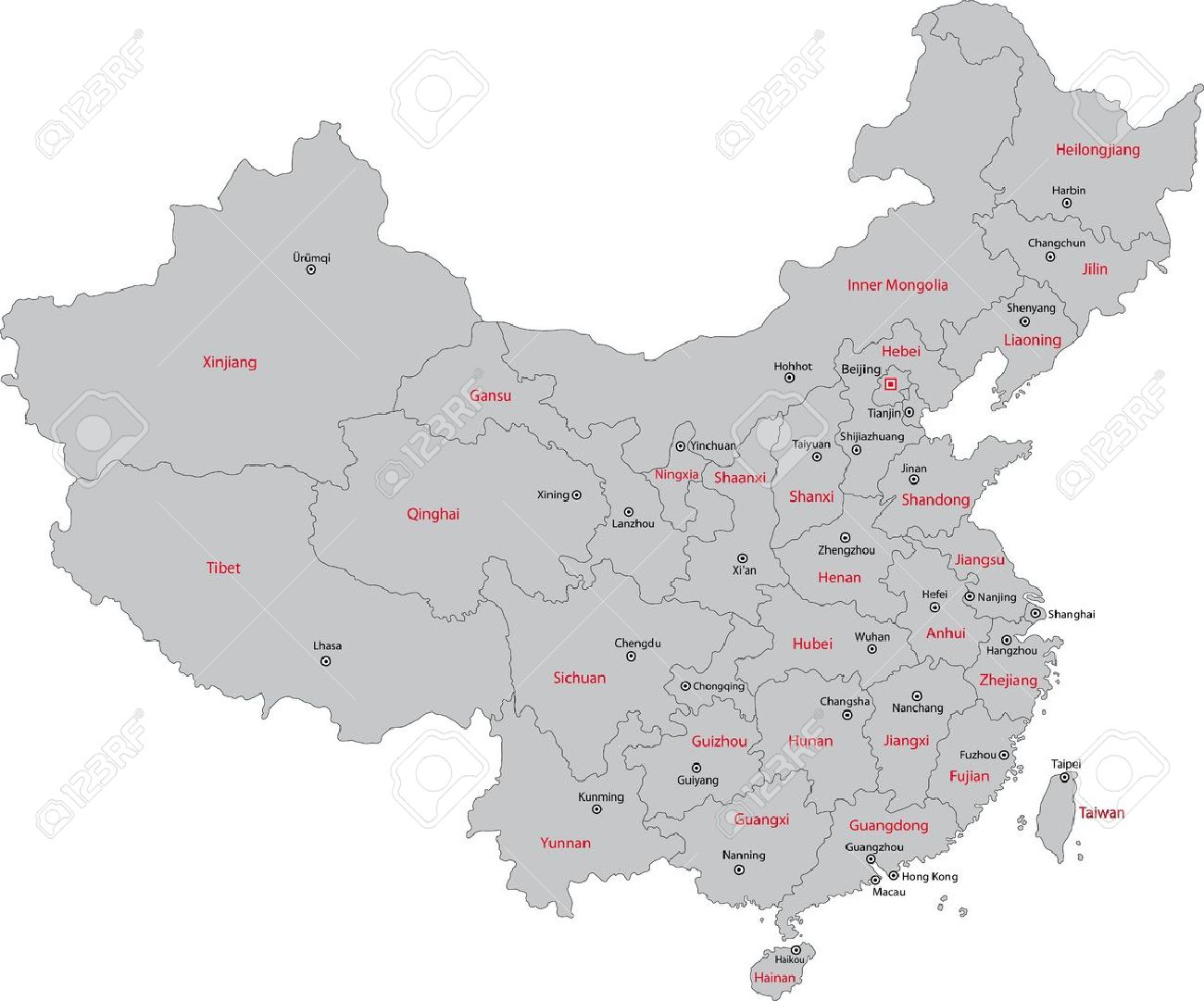 中国の地方行政区画の地図のイラスト素材 ベクタ Image