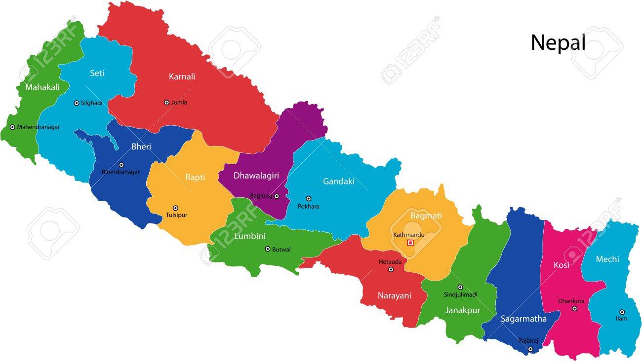 Administrative Map Of Nepal Map Of Administrative Divisions Of Nepal Royalty Free Svg, Cliparts,  Vectors, And Stock Illustration. Image 21857969.