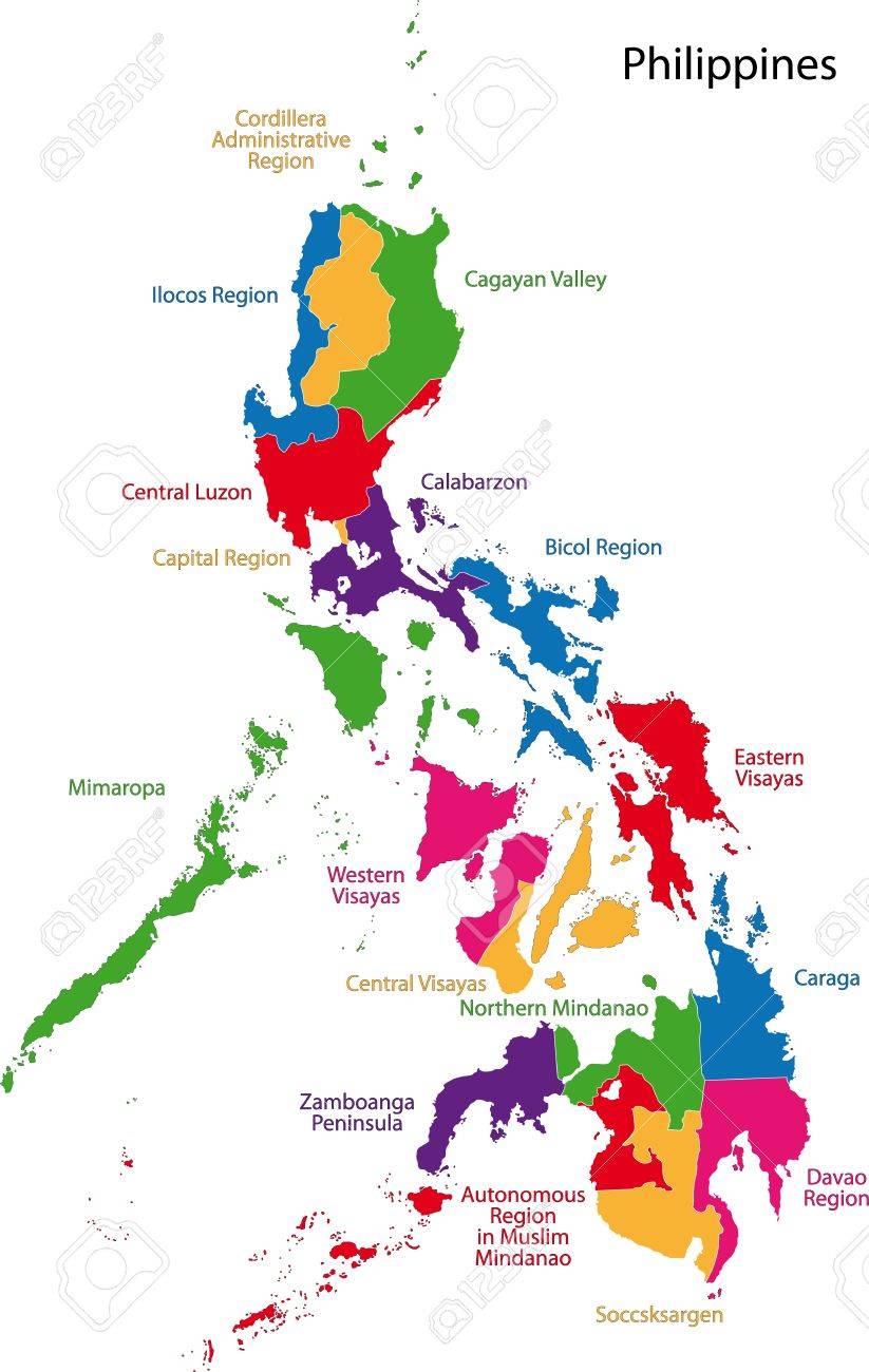 フィリピンの地方行政区画の地図のイラスト素材 ベクタ Image