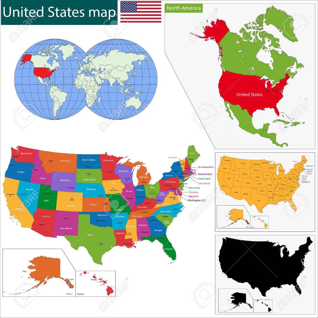 州と首都とカラフルなアメリカ地図のイラスト素材 ベクタ Image 州と首都とカラフルなアメリカ地図のイラスト素材 ベクタ Image