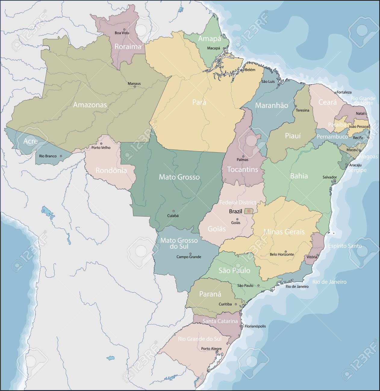 Brasil Es El País Más Grande Tanto De América Del Sur Como De América  Latina. Ilustraciones svg, vectoriales, clip art vectorizado libre de  derechos. Image 127259900