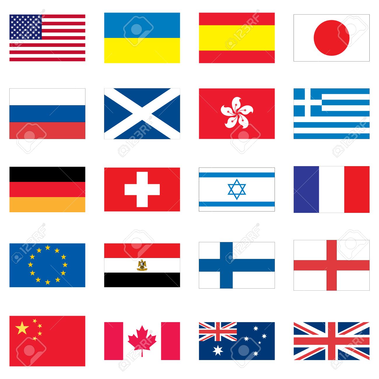 Set of 20 flags of different countries of the world. - 44334174 Set of 20 flags of different countries of the world. - 44334174