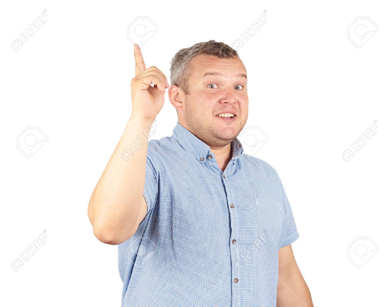Portrait of a man came up with the idea and holding thumbs up. Solution. facial expression, body language, creativity Isolated on white background. - 63759883 Portrait of a man came up with the idea and holding thumbs up. Solution. facial expression, body language, creativity Isolated on white background. - 63759883