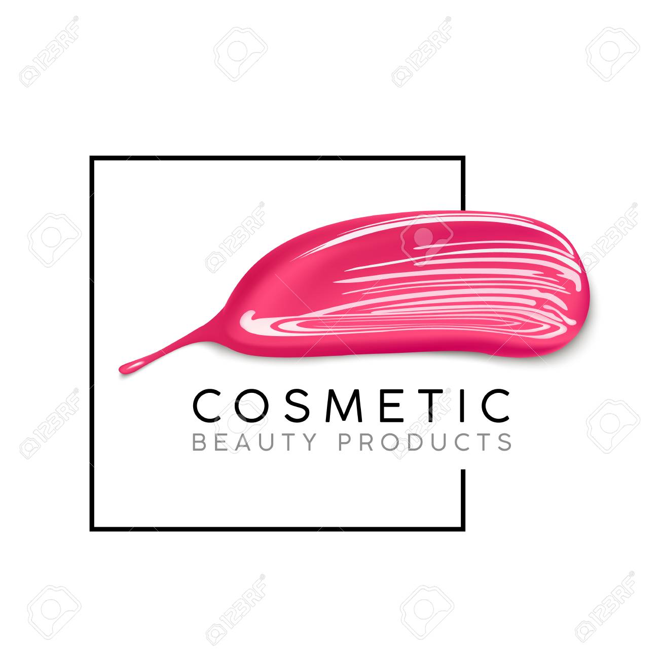Makeup design template with place for text. Cosmetic Logo concept of liquid nail polish and lipstick smear strokes. - 83587000 Makeup design template with place for text. Cosmetic Logo concept of liquid nail polish and lipstick smear strokes. - 83587000