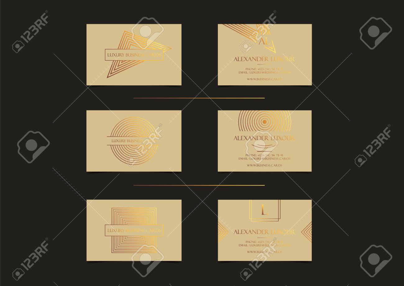 beige gold luxury business cards set for vip event elegant greeting card with golden circle