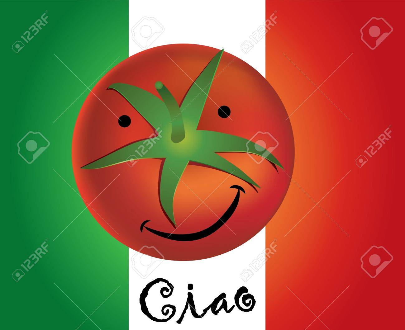 Tomate Drole Avec Drapeau De L Italie Clip Art Libres De Droits Vecteurs Et Illustration Image