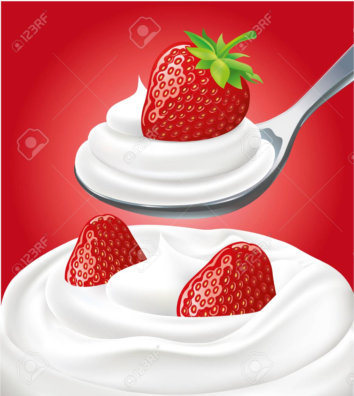 Frozen Yogurt With Strawberries High-Res Vector Graphic - Getty Images, image size:1160x1300