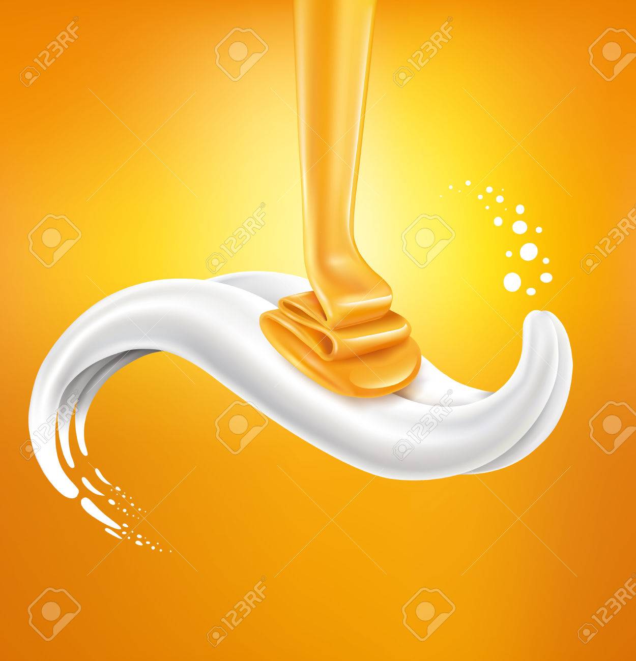 우유 혀에 누워있는 벌꿀과 우유 얼룩 로열티 무료 사진, 그림, 이미지 그리고 스톡포토그래피. Image 69055670