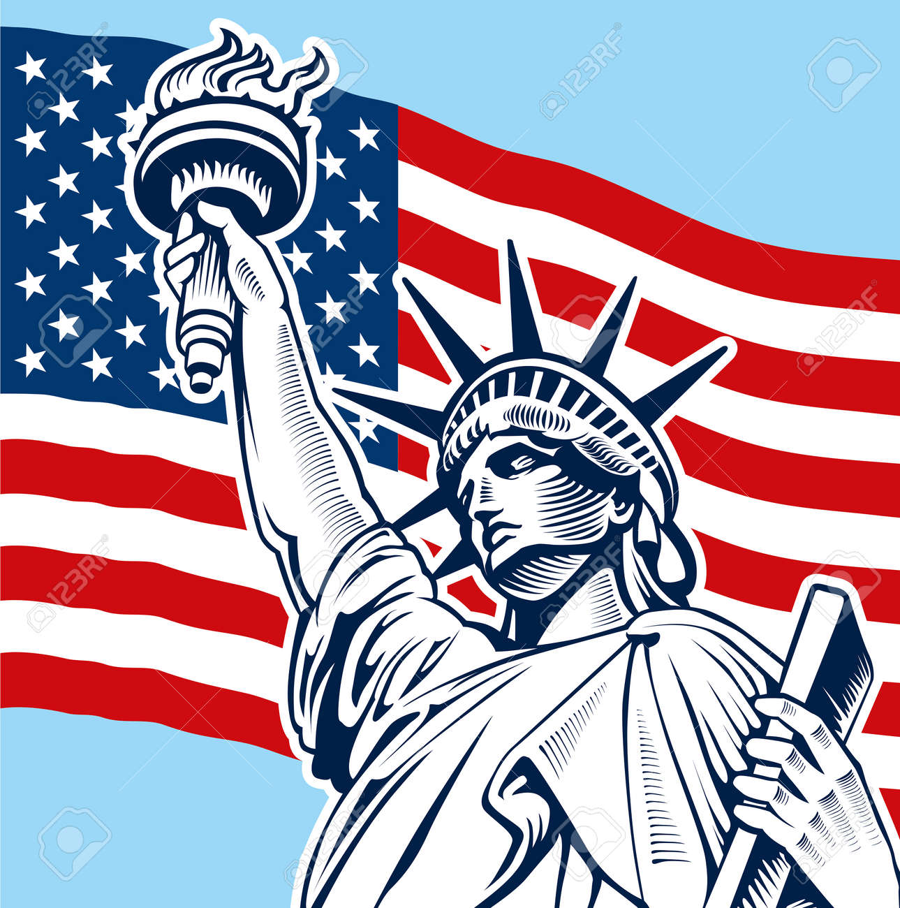 Statue Of Liberty, USA Flag, NYC, Fourth Of July Independence Day Royalty  Free SVG, Cliparts, Vectors, and Stock Illustration. Image 74292164., image size:1289x1300