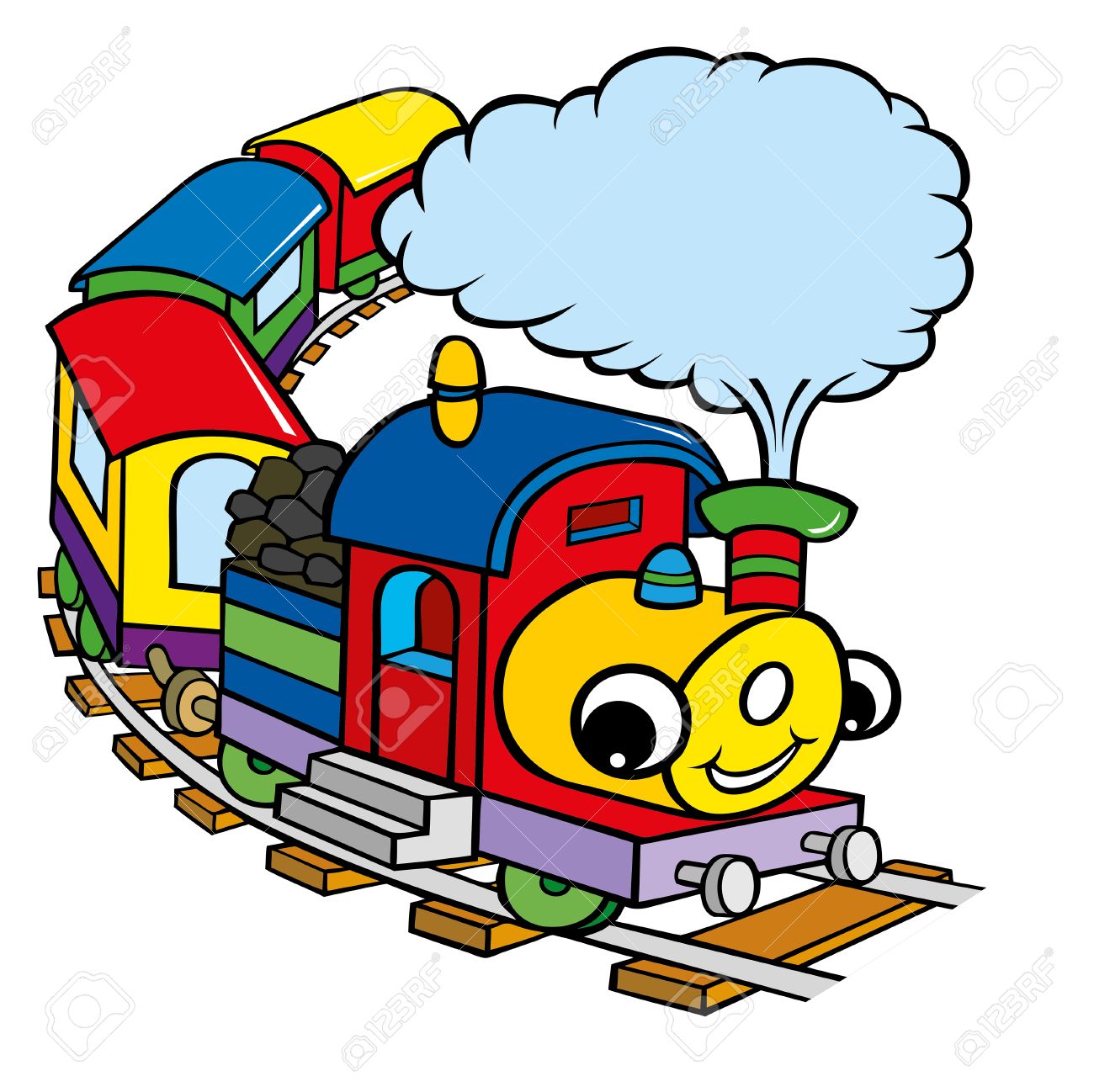 funny happy train cartoon for kids royalty free cliparts vectors