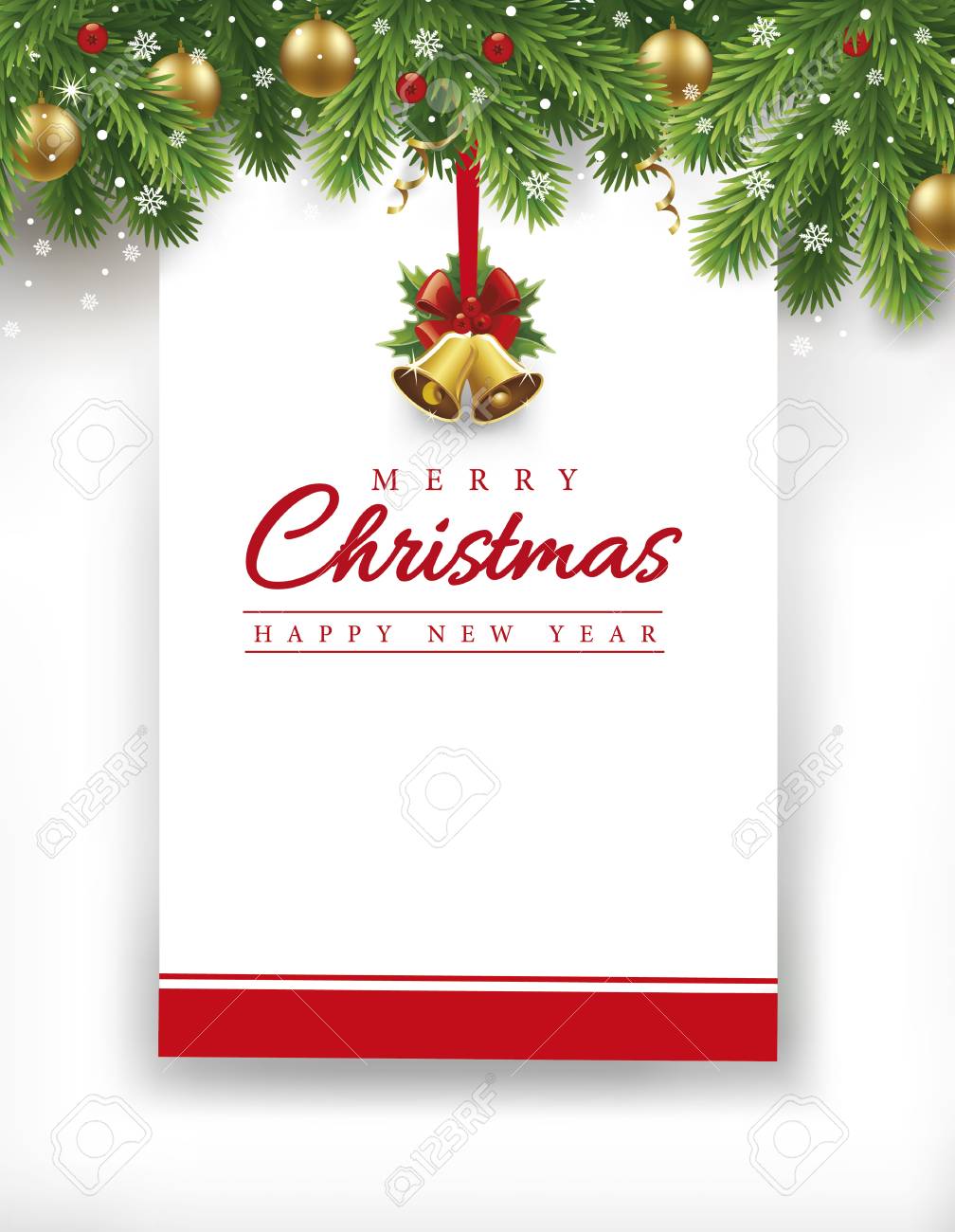 merry christmas happy new year card with traditional decorations happy new year cards