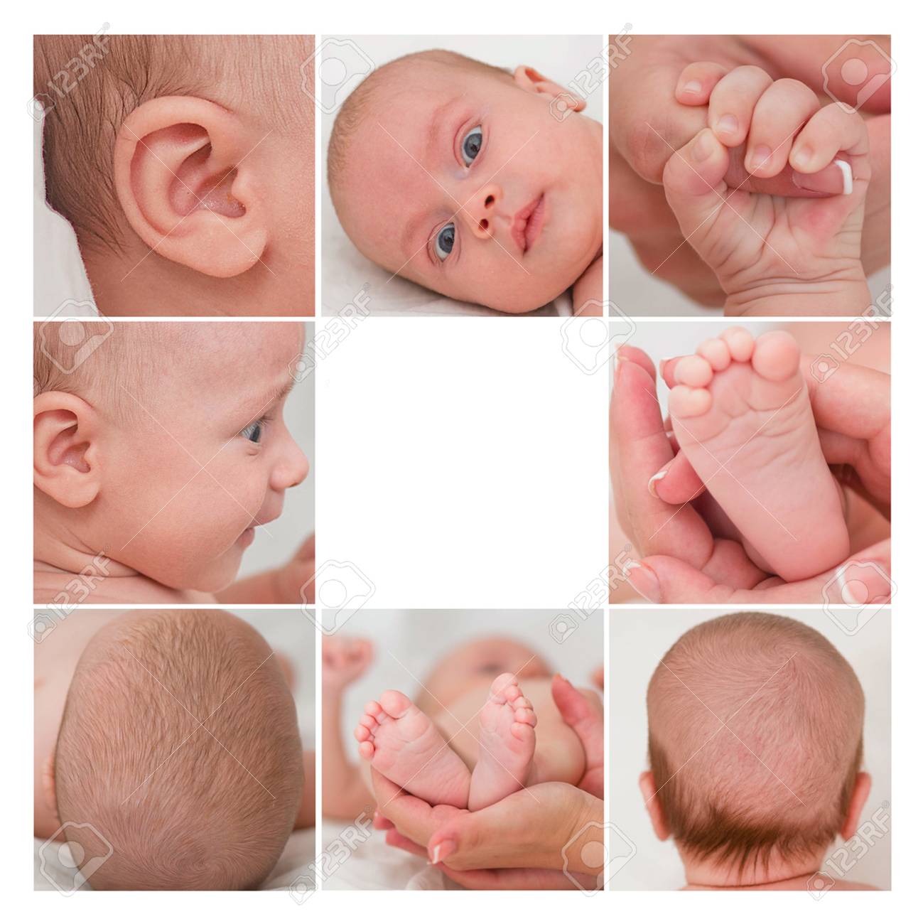 Photographic Collage Of Newborn Baby Body Parts Place For Text Stock Photo Picture And Royalty Free Image Image