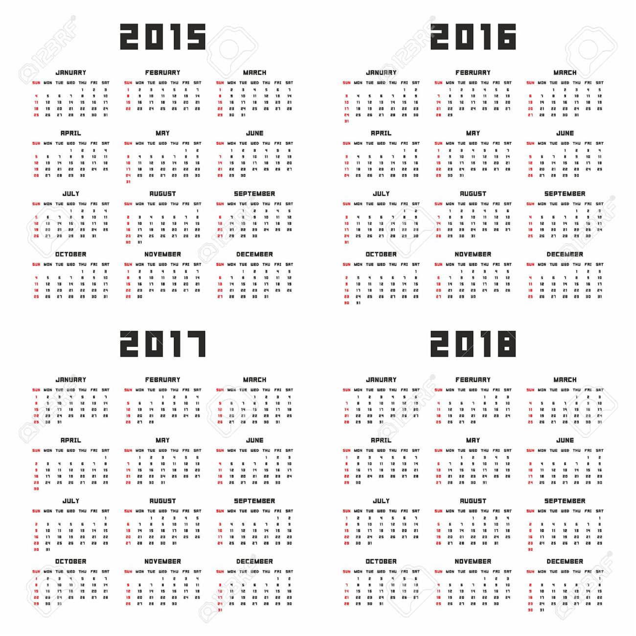 editable calendar 2015 2018
