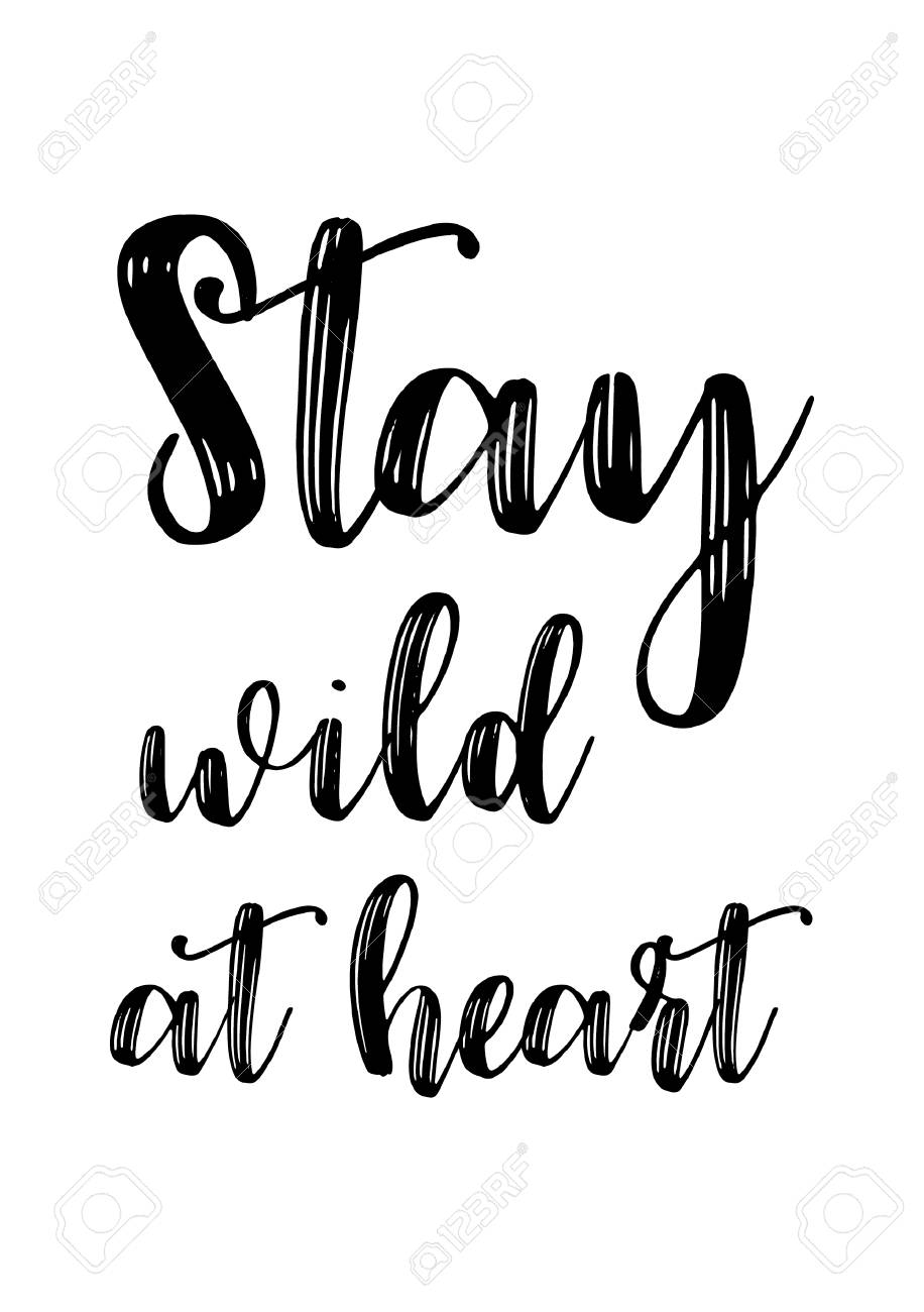 Wild At Heart Quotes Life Quote. Isolated On White Background. Stay Wild At Heart. Royalty Free  Svg, Cliparts, Vectors, And Stock Illustration. Image 92577888.