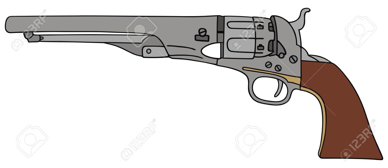 dibujo a mano de la pistola de la mano del salvaje oeste clásico