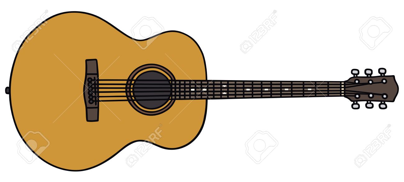 Dessin A La Main D Une Guitare Acoustique Pas Un Vrai Modele Clip Art Libres De Droits Vecteurs Et Illustration Image