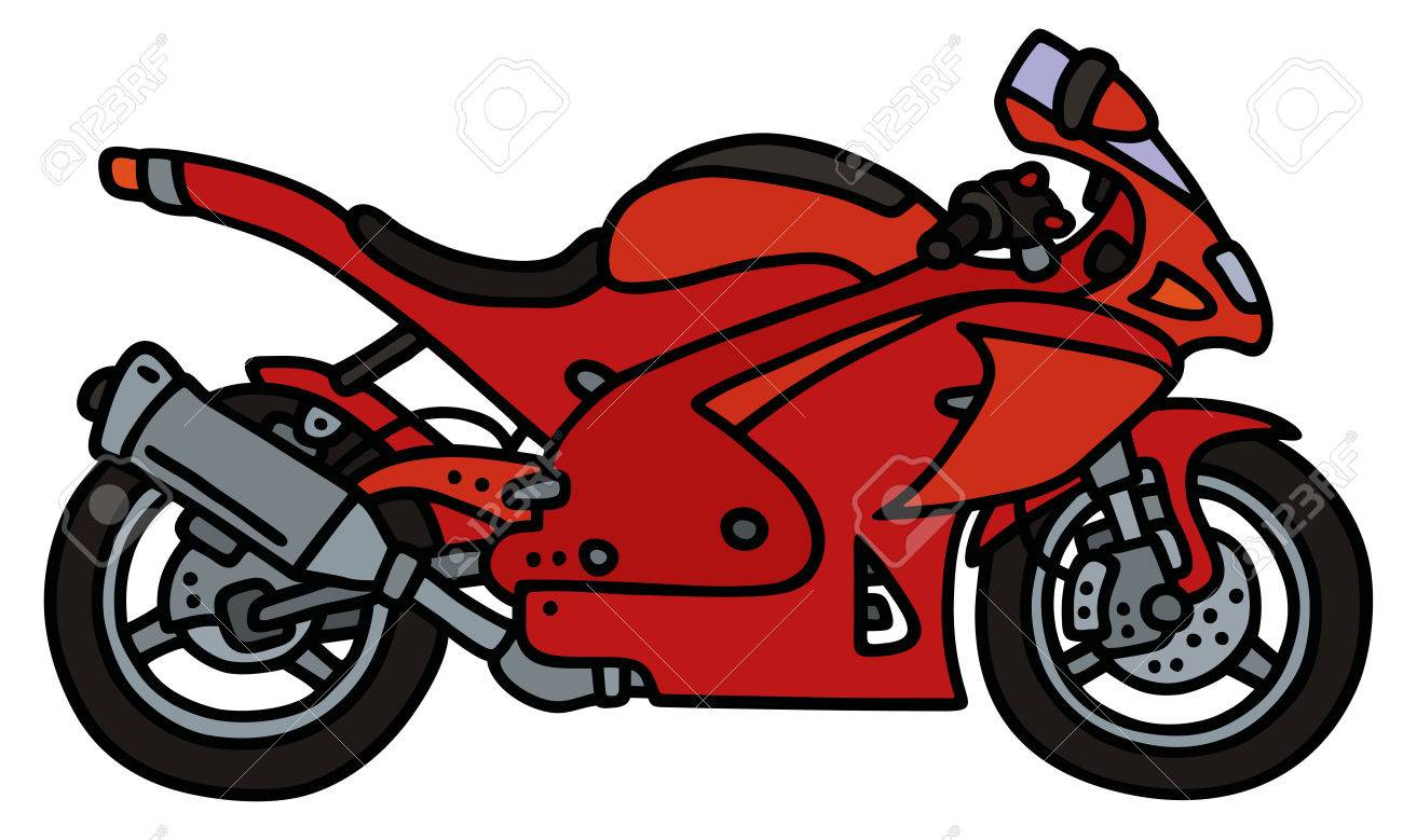 Dessin A La Main D Une Moto Rouge Pas Un Vrai Modele Clip Art Libres De Droits Vecteurs Et Illustration Image 45050309