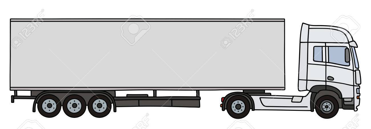 Dessin A La Main D Un Long Semi Remorque Blanc Clip Art Libres De Droits Vecteurs Et Illustration Image 61799427