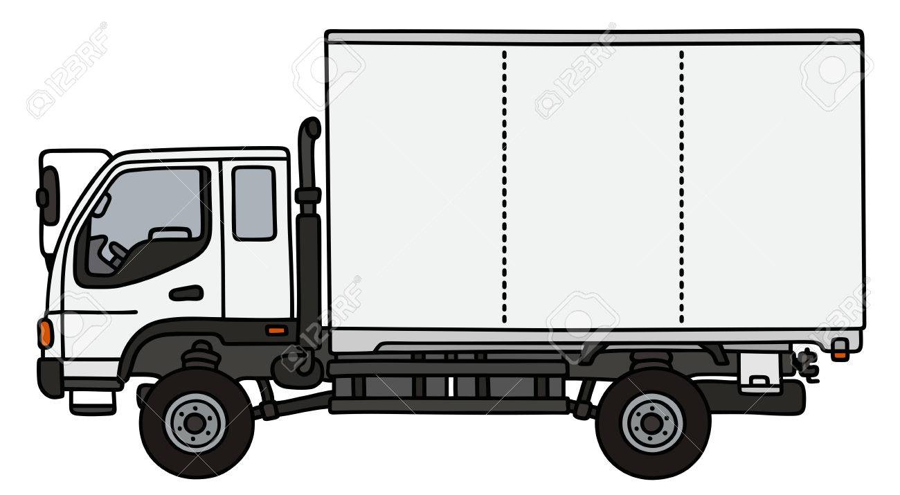Dessin A La Main D Un Blanc Petit Camion De Livraison Clip Art Libres De Droits Vecteurs Et Illustration Image 61799437