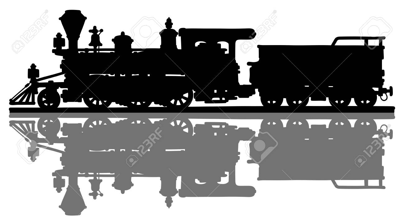 歴史的なアメリカの蒸気機関車のイラスト素材 ベクタ Image