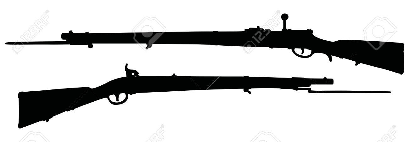 歴史軍事 Flintlocks の黒いシルエット のイラスト素材 ベクタ Image