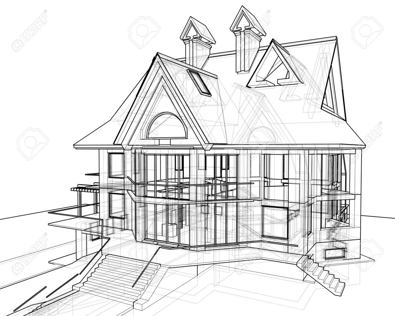 Haus technische zeichnen lizenzfreie bilder 2479492