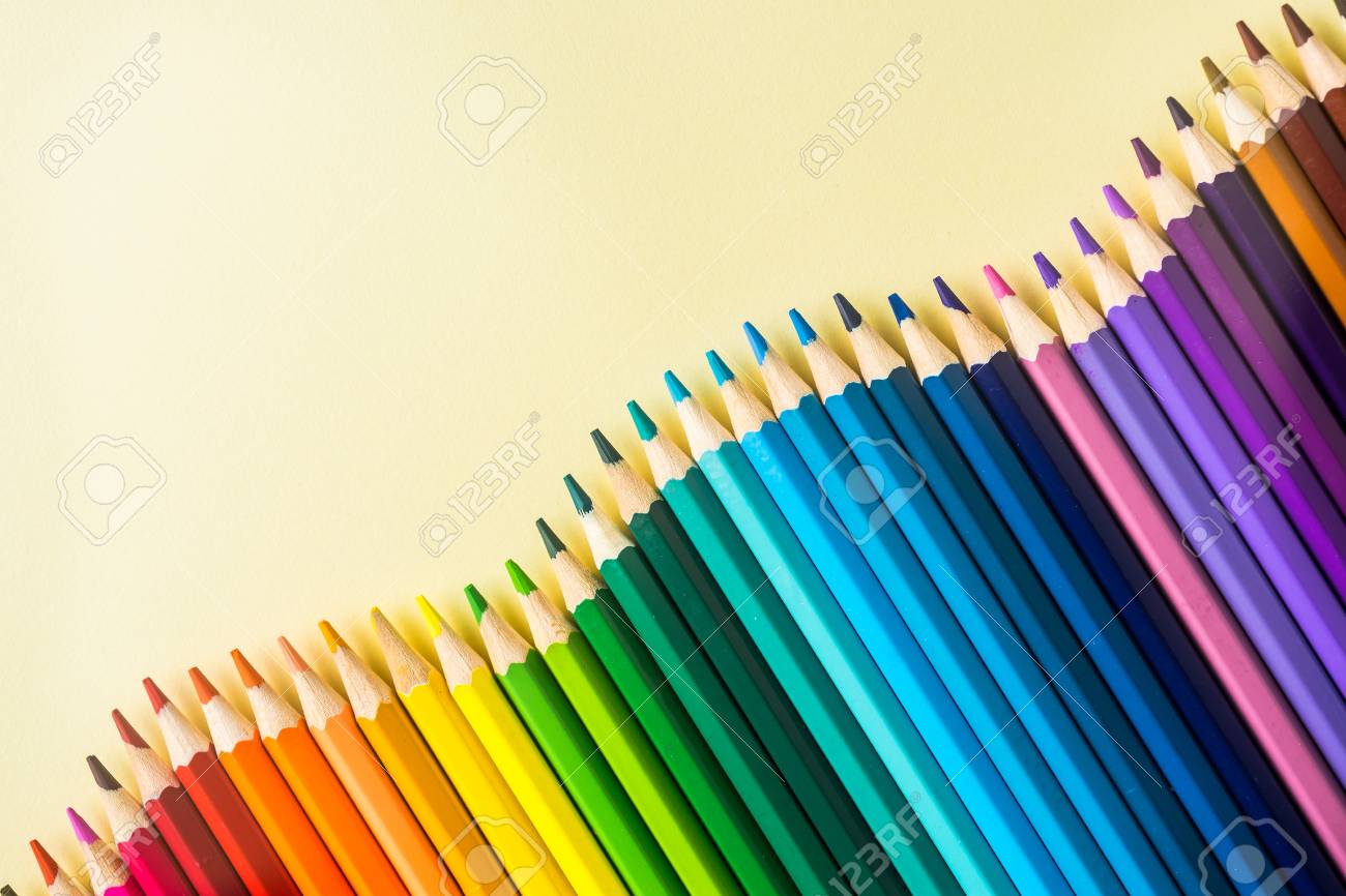 Download Art Concept Top View Of Color Pencil Wave On Yellow Paper Background Stock Photo Picture And Royalty Free Image Image 77658029 PSD Mockup Templates