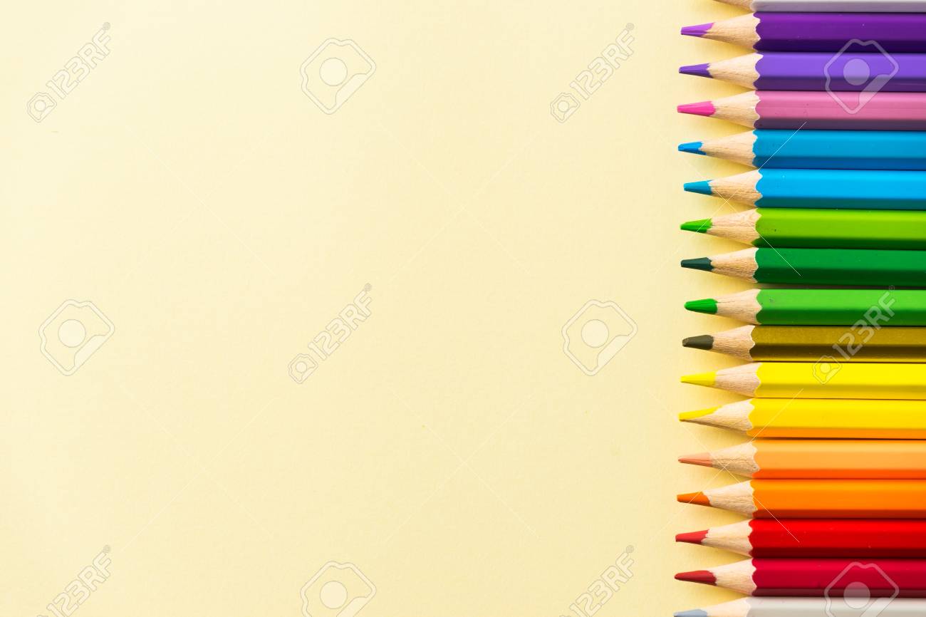 Download Art Concept Top View Of Color Pencil On Yellow Paper Background Stock Photo Picture And Royalty Free Image Image 77658001 Yellowimages Mockups