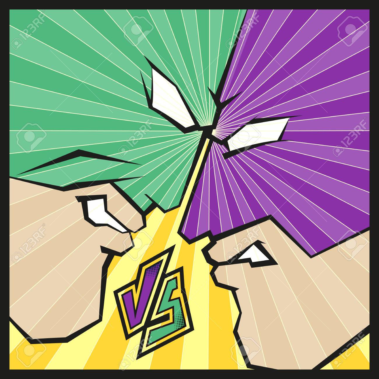 comic book superhero vs background with stripes comics template