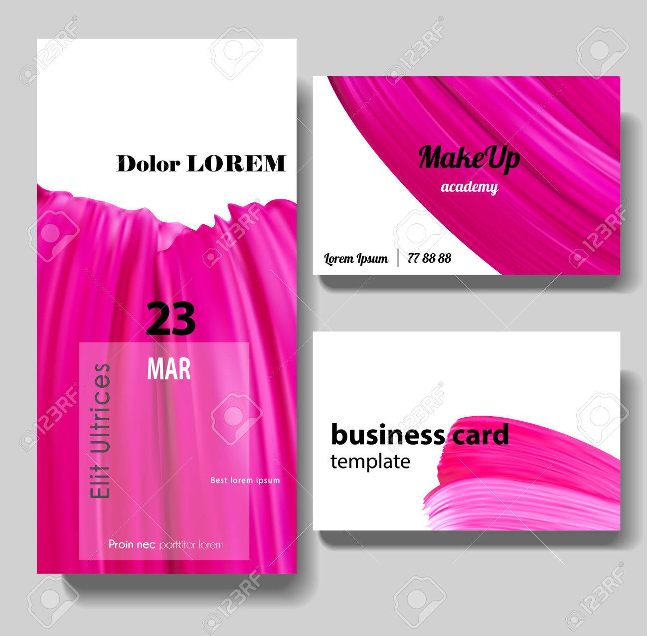 female business card beauty flyer template paint brush pink