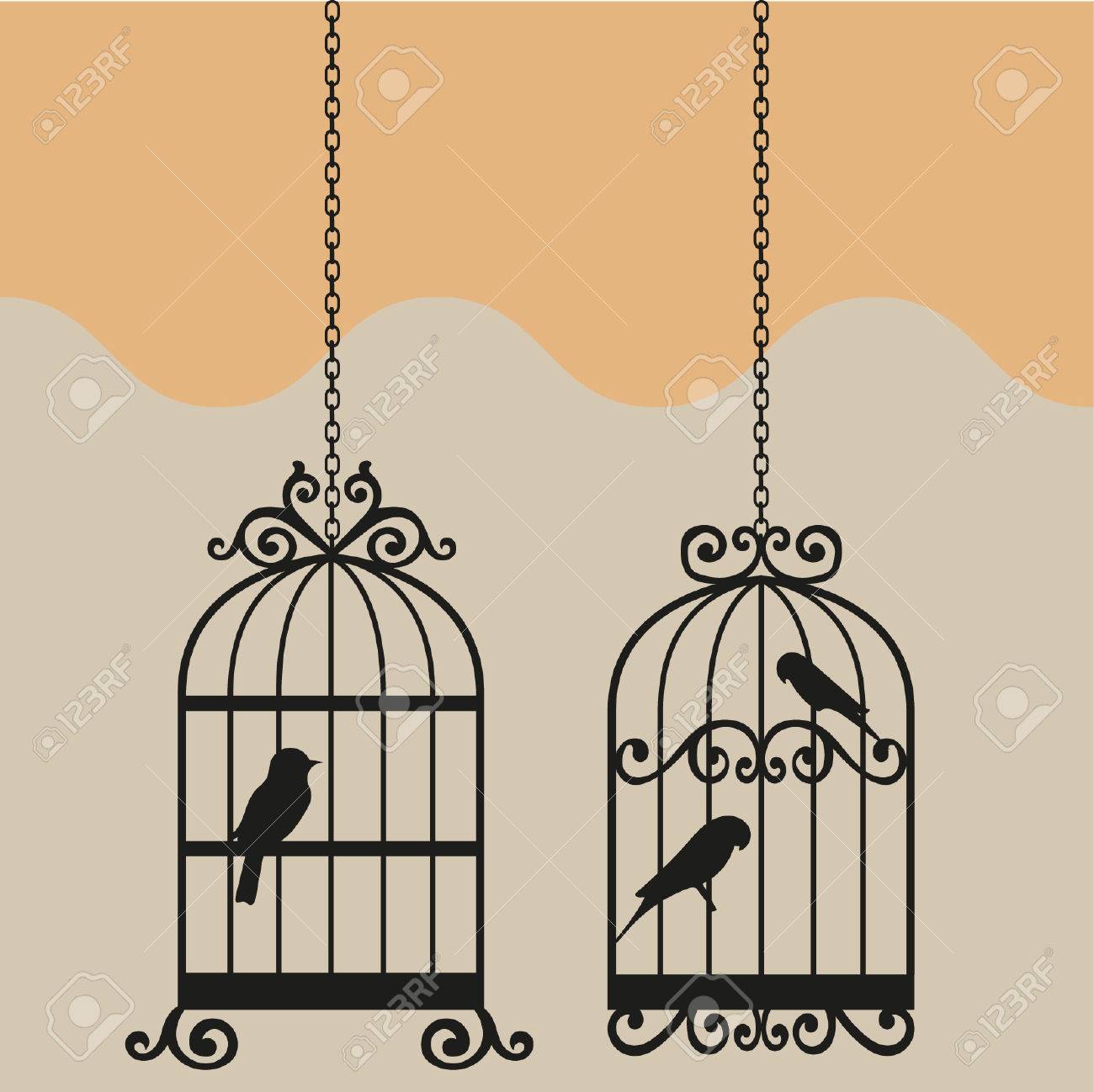 vintage bird cage vector illustration royalty free cliparts