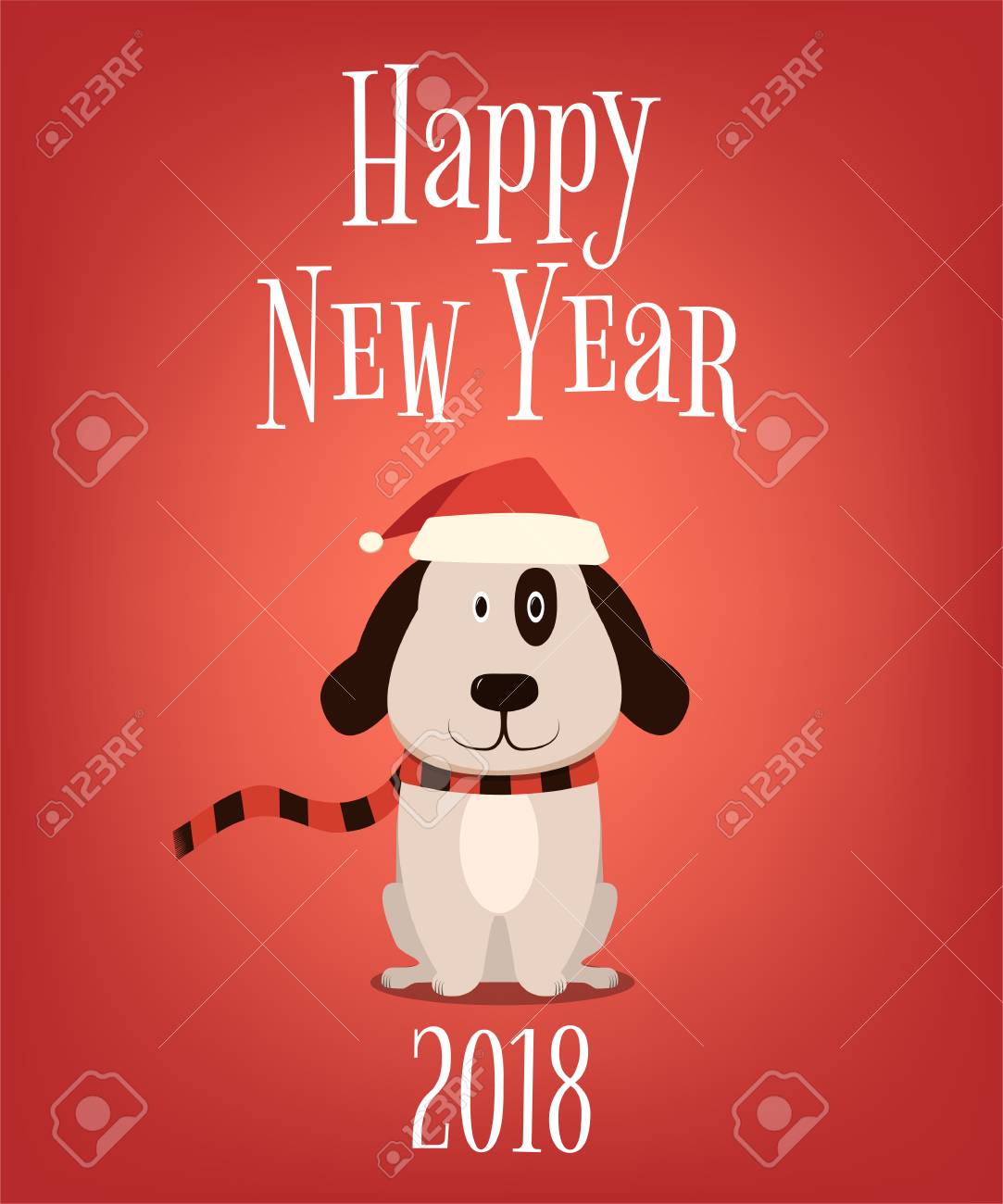 2018. Feliz Año Nuevo. Perro De Dibujos Animados Sobre Fondo Rojo. Ilustración Vectorial Ilustraciones Svg, Vectoriales, Clip Art Vectorizado Libre De Derechos. Image 87799578. 2018. Feliz Año Nuevo. Perro De Dibujos Animados Sobre Fondo Rojo. Ilustración Vectorial Ilustraciones Svg, Vectoriales, Clip Art Vectorizado Libre De Derechos. Image 87799578.