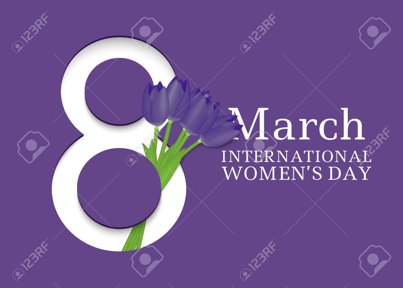 8 March. International Women's Day. Template for posters or cards with number 8 and tulips. Vector illustration - 94688167 8 March. International Women's Day. Template for posters or cards with number 8 and tulips. Vector illustration - 94688167