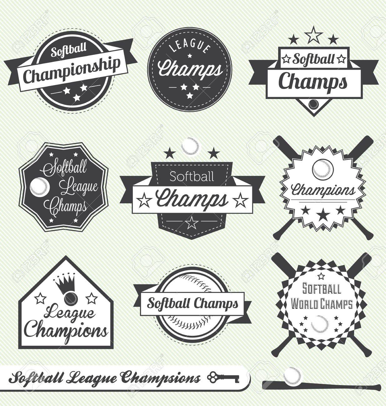 softball league champs labels