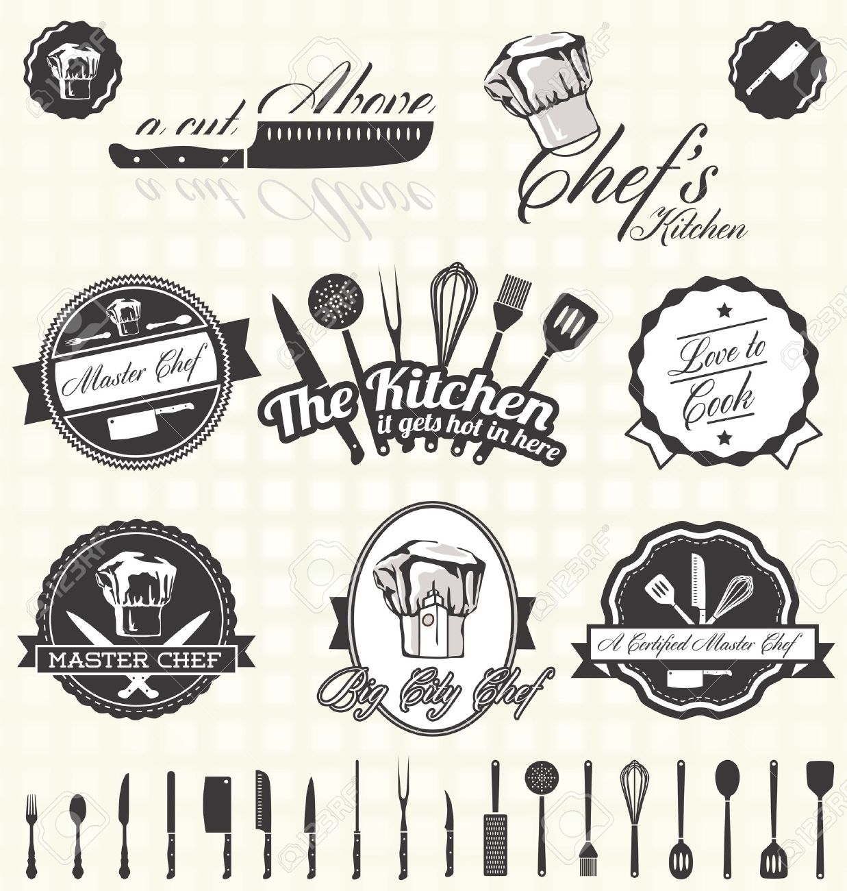 set kitchen chef labels royalty free cliparts vectors and stock from the kitchen of labels