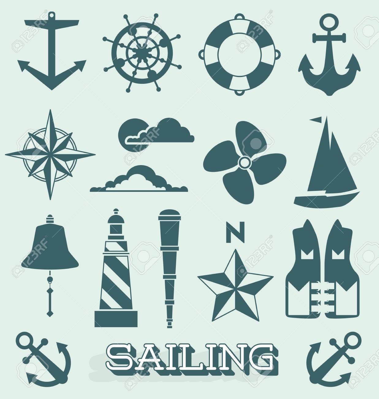 set of sailing icons and symbols royalty free cliparts vectors and