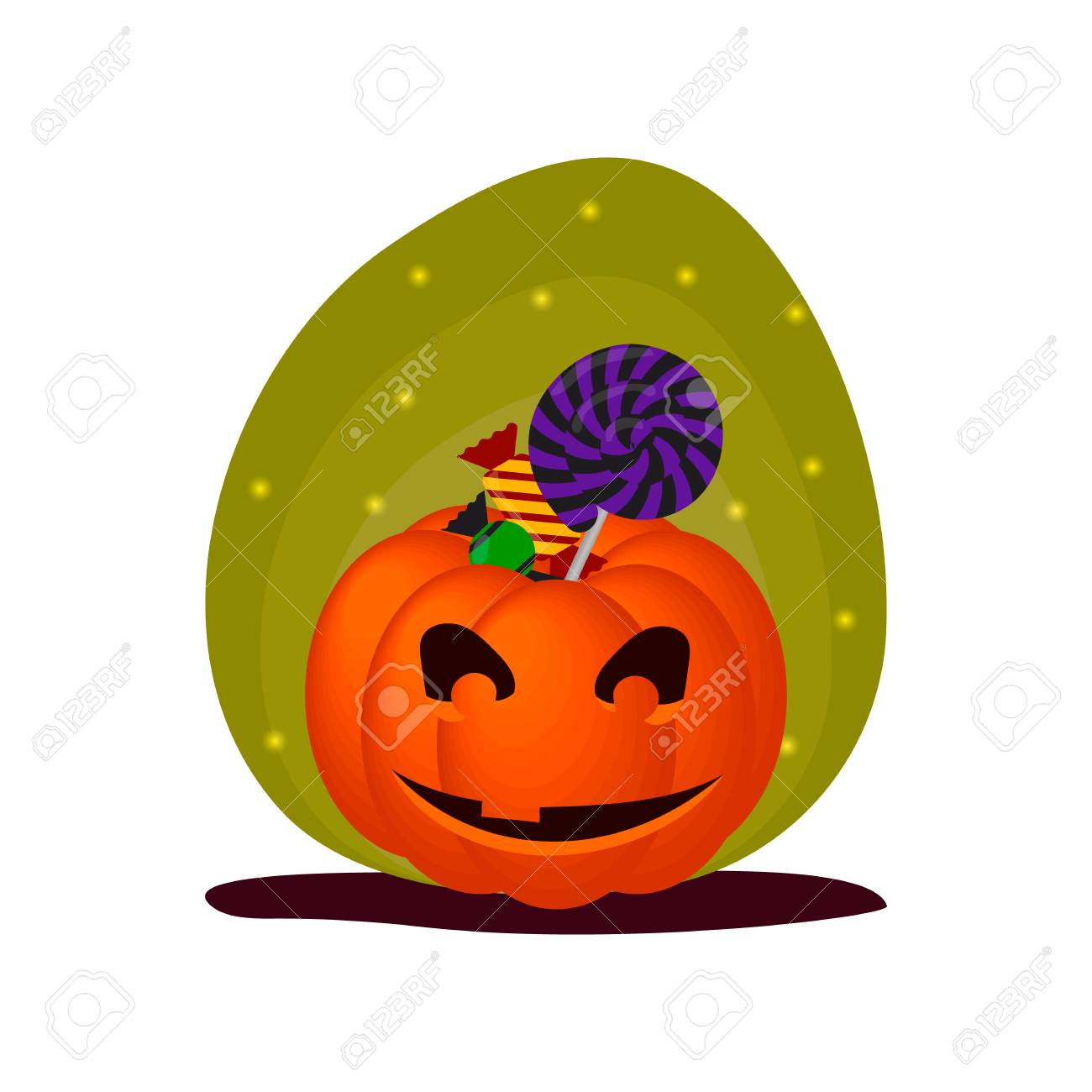 かわいいハロウィンのお菓子とカボチャの笑みを浮かべて のイラスト素材 ベクタ Image かわいいハロウィンのお菓子とカボチャの笑みを浮かべて のイラスト素材 ベクタ Image