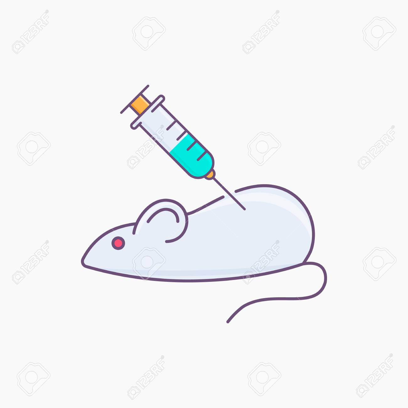 マウスまたはラット分離された注射器シンプルなアイコン 実験室 のイラスト素材 ベクタ Image