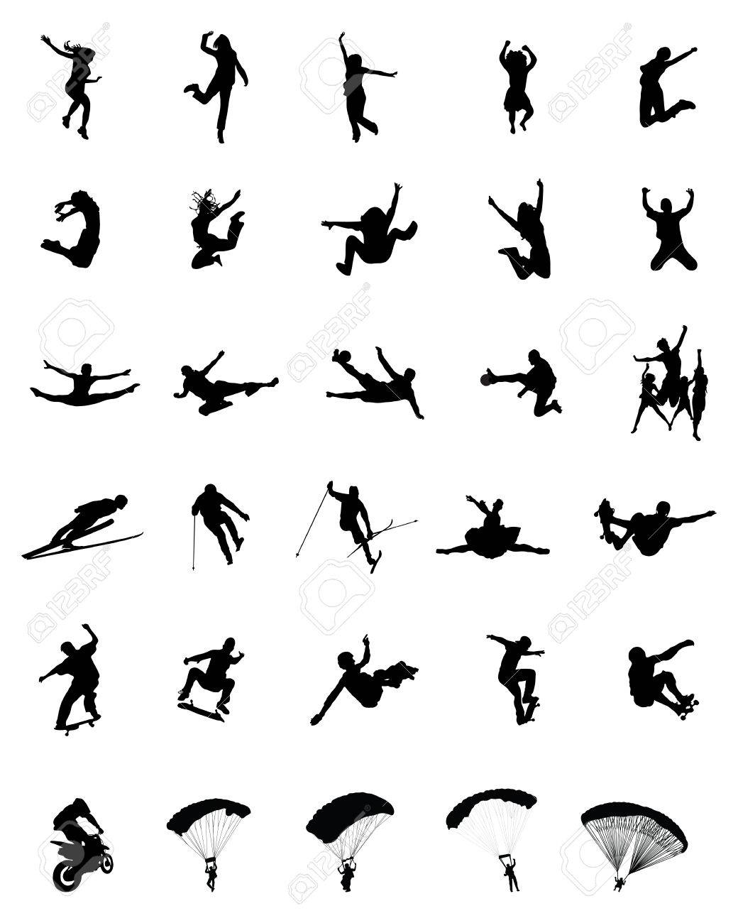 人がジャンプして飛んでのシルエット ベクトルします のイラスト素材 ベクタ Image