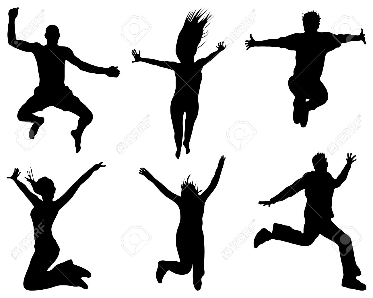 人がジャンプして飛んでのシルエット ベクトルします のイラスト素材 ベクタ Image