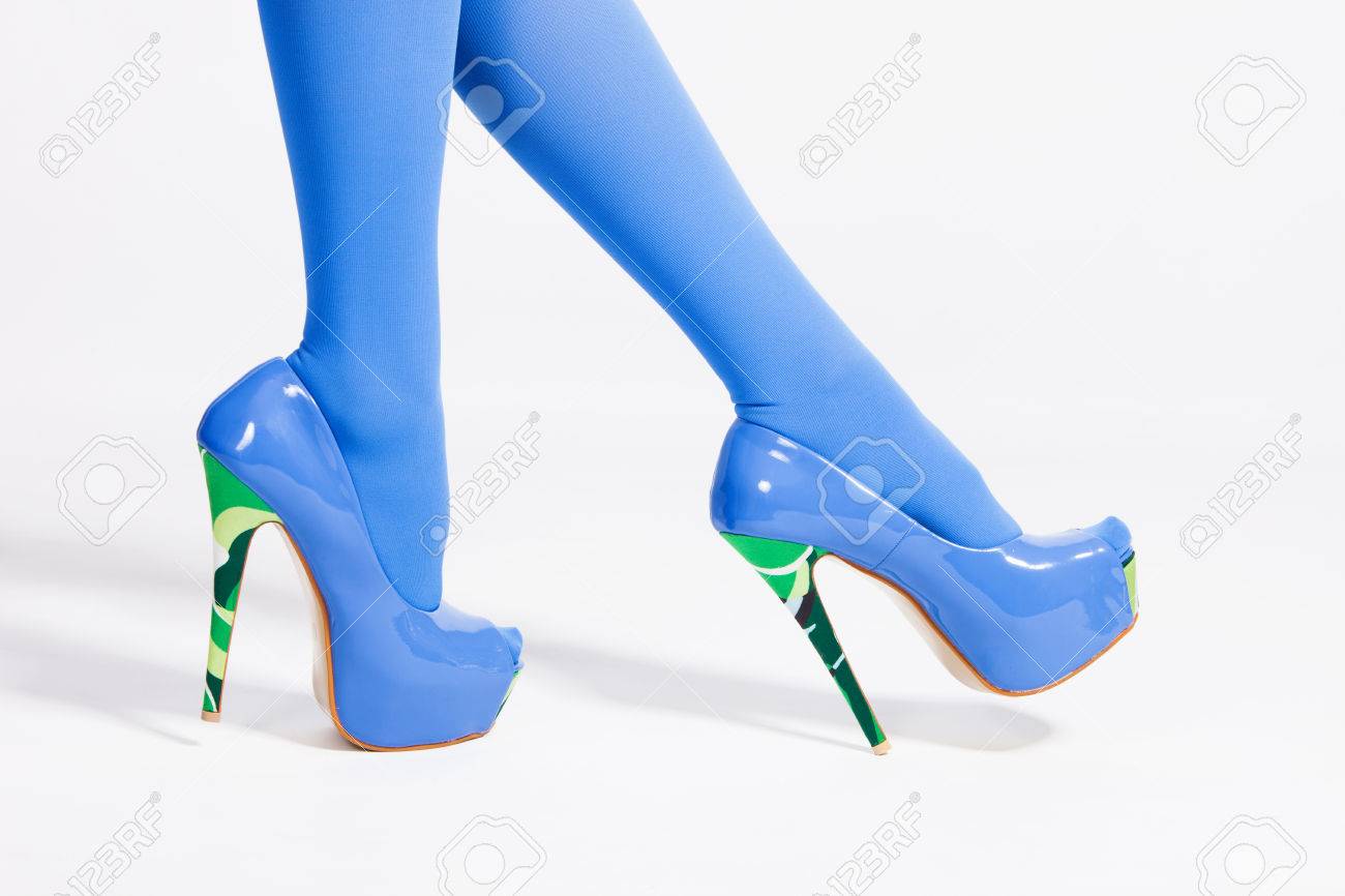 blue patterned heels